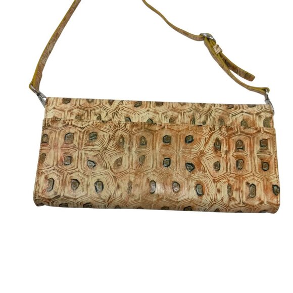 LODIS leather convertible clutch shoulder handbag turtle tortoise shell print - Picture 4 of 8